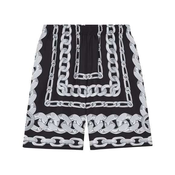 Versace Men Medusa Chain Silk Shorts